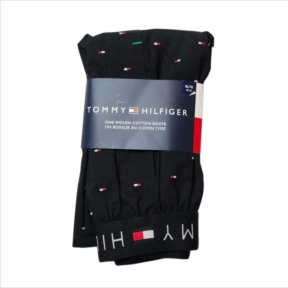 Tommy Hilfiger Men's One Woven Boxer Short Flag Tommy Black Size XL